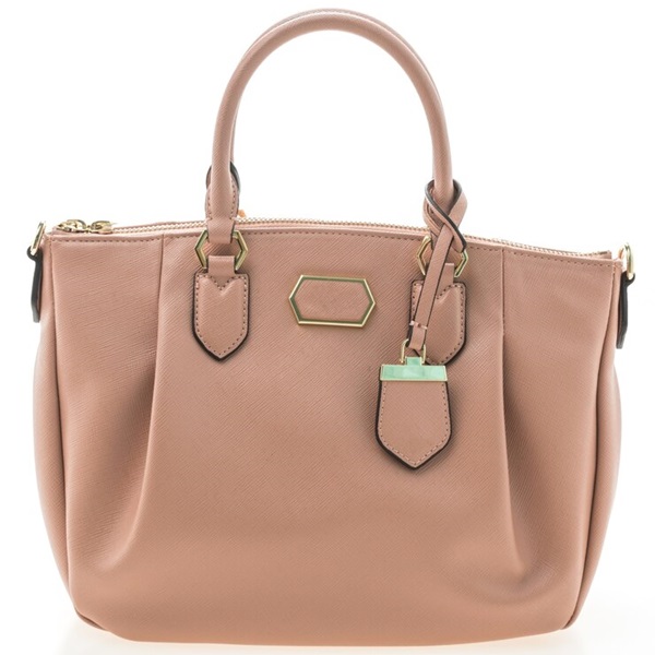 Sac en cuir grainé rose